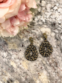 Black Leopard Seed Bead Earrings *Final Sale*