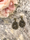 Black Leopard Seed Bead Earrings