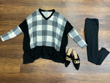 SALE! Meet You There Plaid Poncho in White/Black