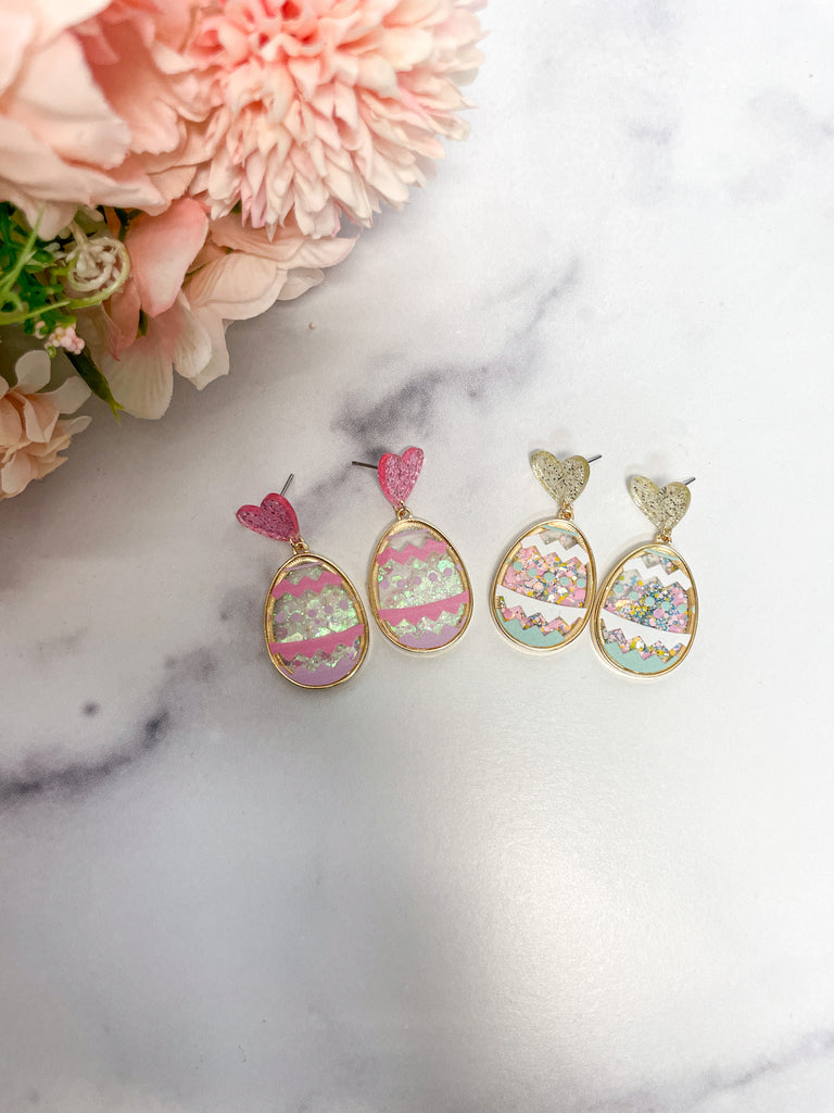 Easter Egg Glitter Drop Earrings