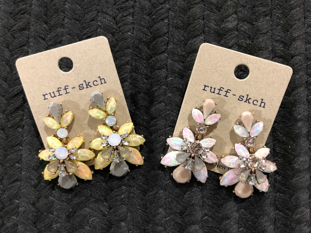 Date Night Sparkle Earrings in Yellow and Ivory