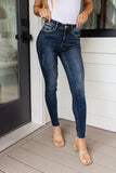 Judy Blue Lydia Mid Rise Vintage Raw Hem Skinny Jeans