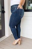 Judy Blue Lydia Mid Rise Vintage Raw Hem Skinny Jeans