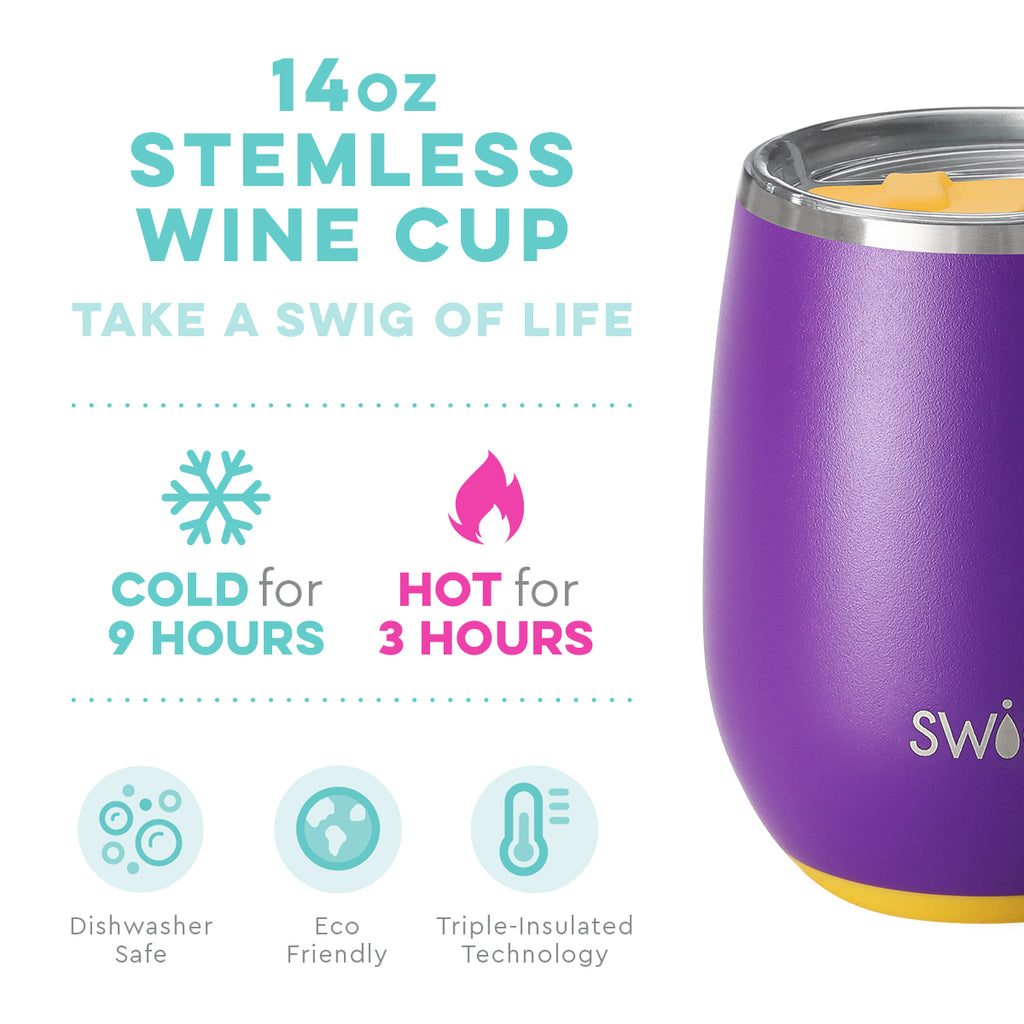 Swig Matte Purple & Gold Stemless Wine Cup