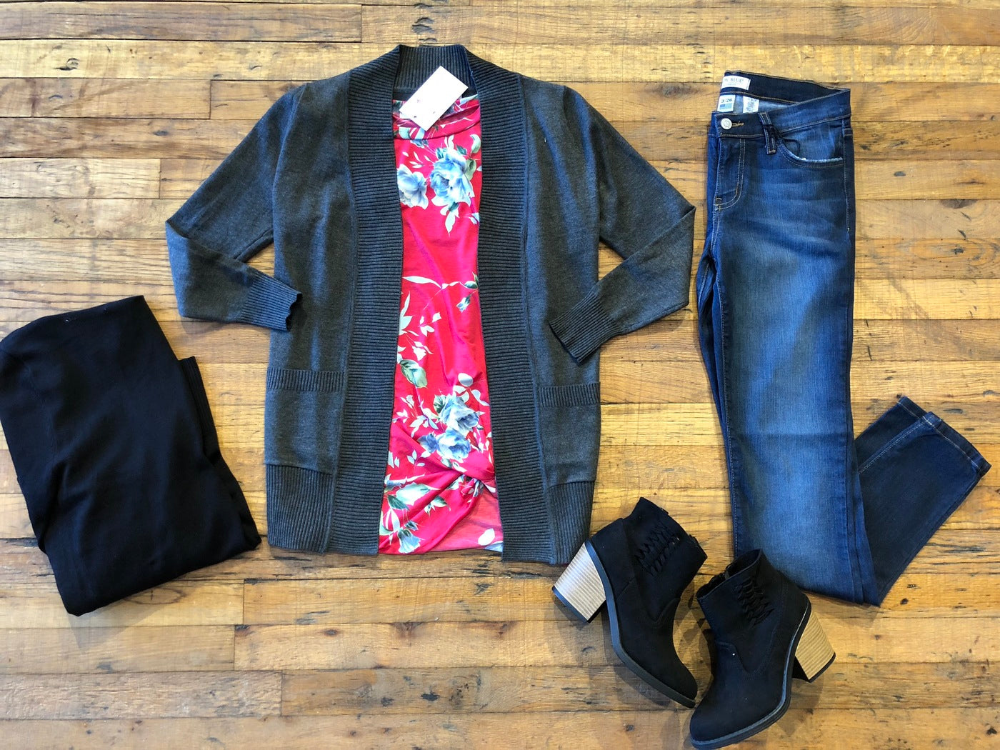Max Cardigan in Black and Charcoal