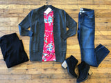 Max Cardigan in Black and Charcoal