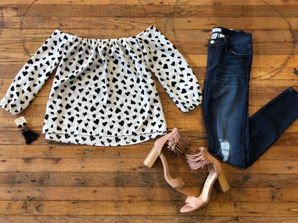 Conversation Hearts Off-the-Shoulder Top